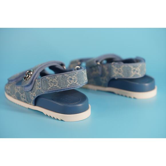 Gucci Moritz GG Open Toe Logo Dad Sandals SZ 36 NIB Denim $720 - Picture 2 of 12